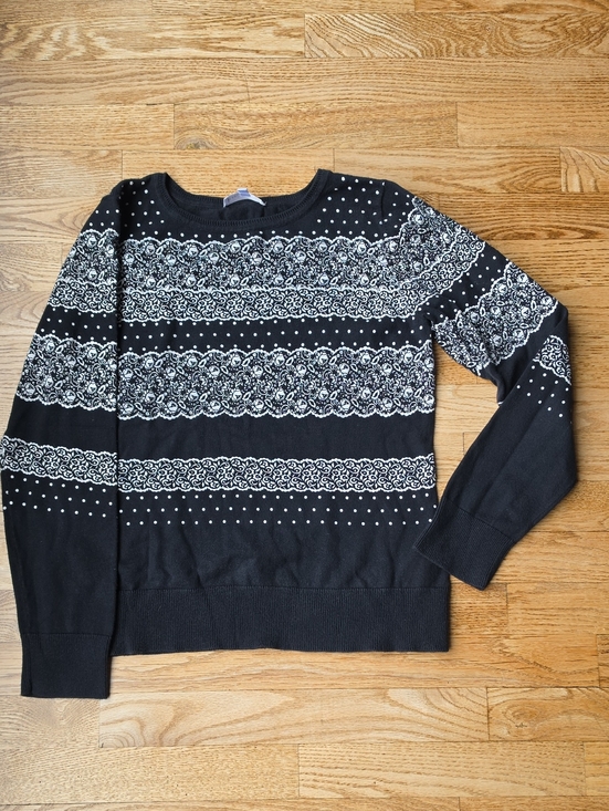 Northern Reflections Sweaters - (M) Northern Reflections Crewneck Sweater Floral Polka Dot   Base Layer Grandma